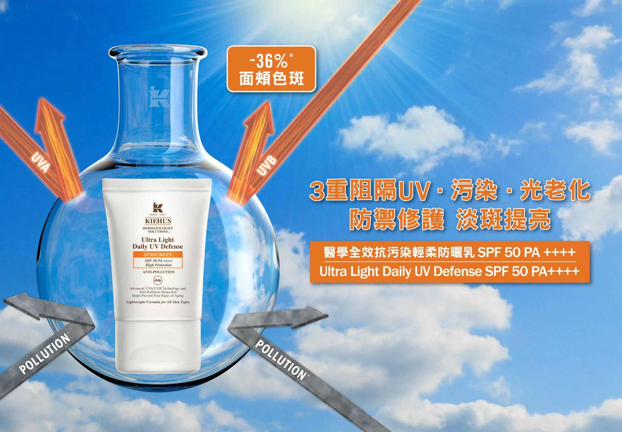 醫學全效抗污染輕柔防曬乳SPF50 PA++++