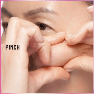 Super Multi-Corrective Cream - Pinch the cheek area to plump the face